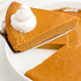 A piece of cake on a plate, with Pumpkin