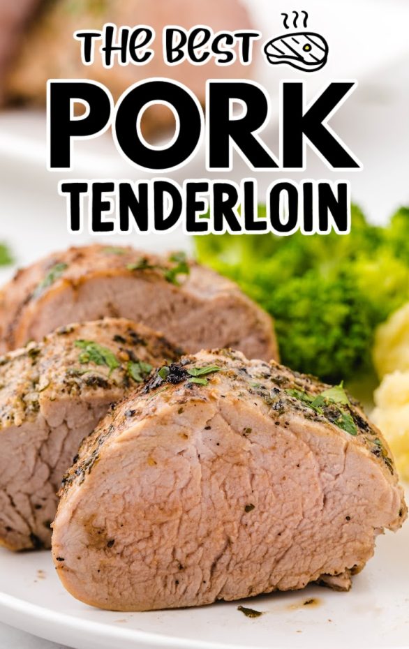 A close up of food on a plate, with Pork Tenderloin