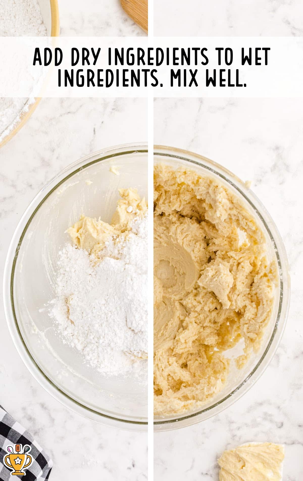 dry ingredients added to wet ingredients