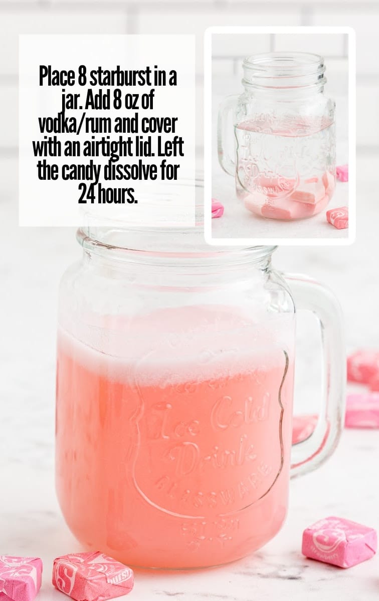 Pink Starburst Cocktail in a jar