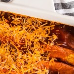 A close up of food, with Beef and Enchilada