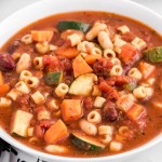 A bowl of soup, with Minestrone