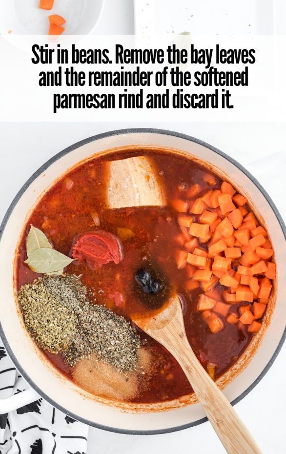 A bowl of food on a plate, with Soup and Minestrone