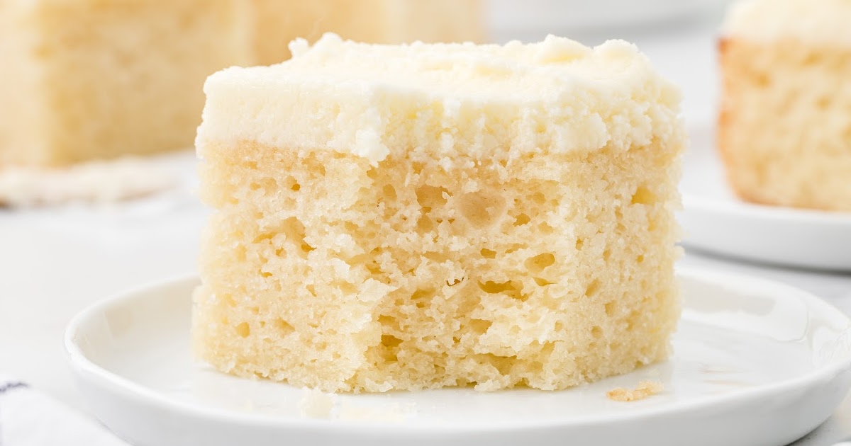 8x8 Classic Vanilla Sheet Cake Recipe - The Sugar Coated Cottage