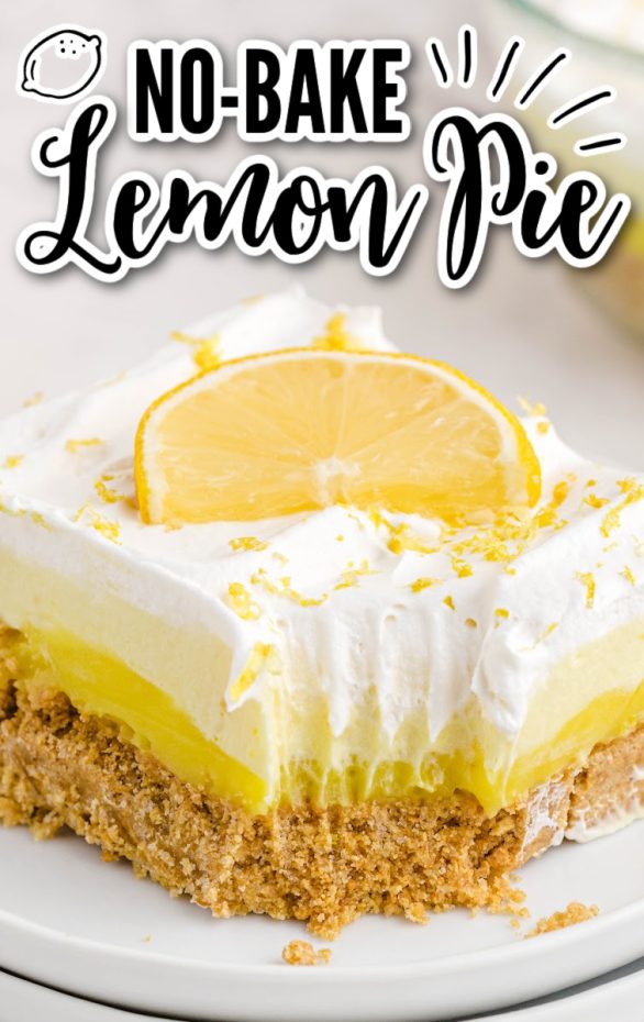 A slice of cake on a plate, with Lemon and Pie