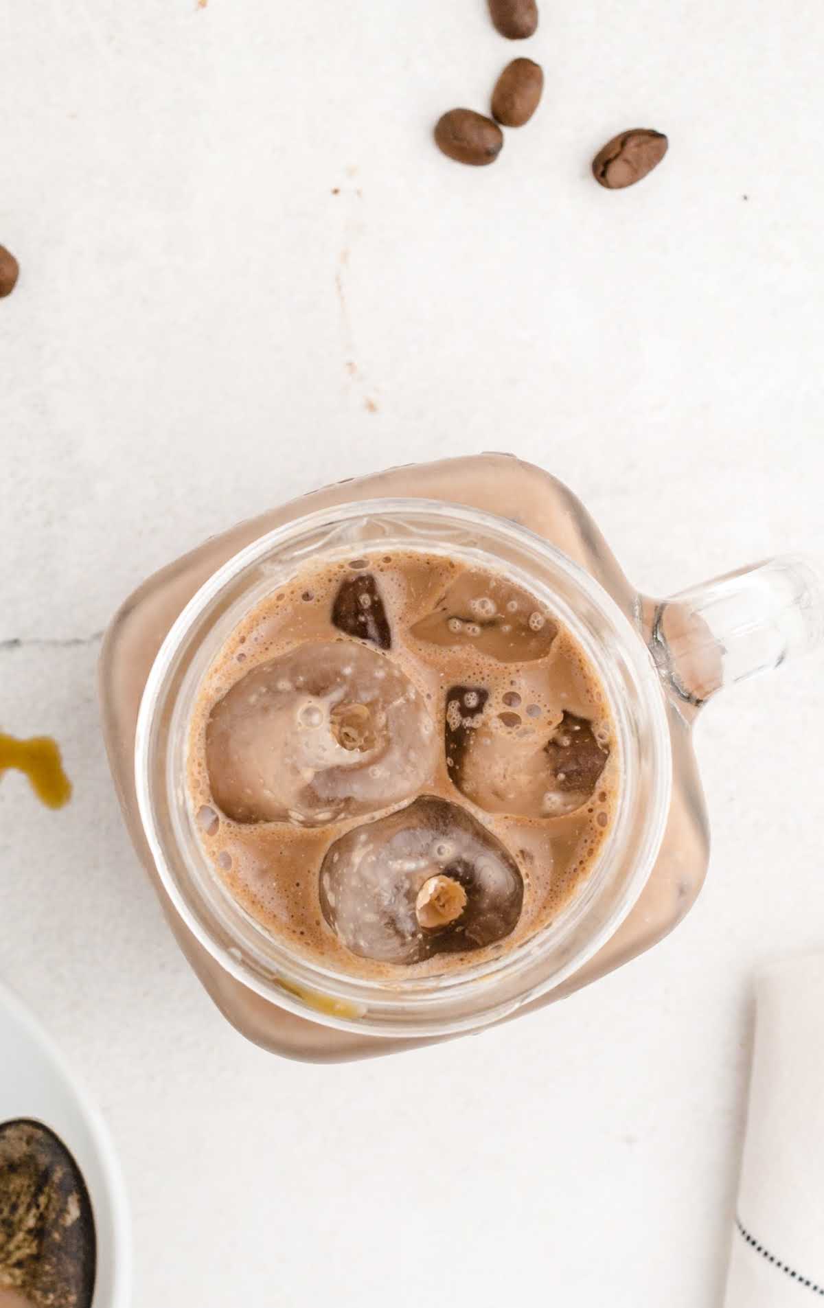 A cup of coffee, with Iced mocha