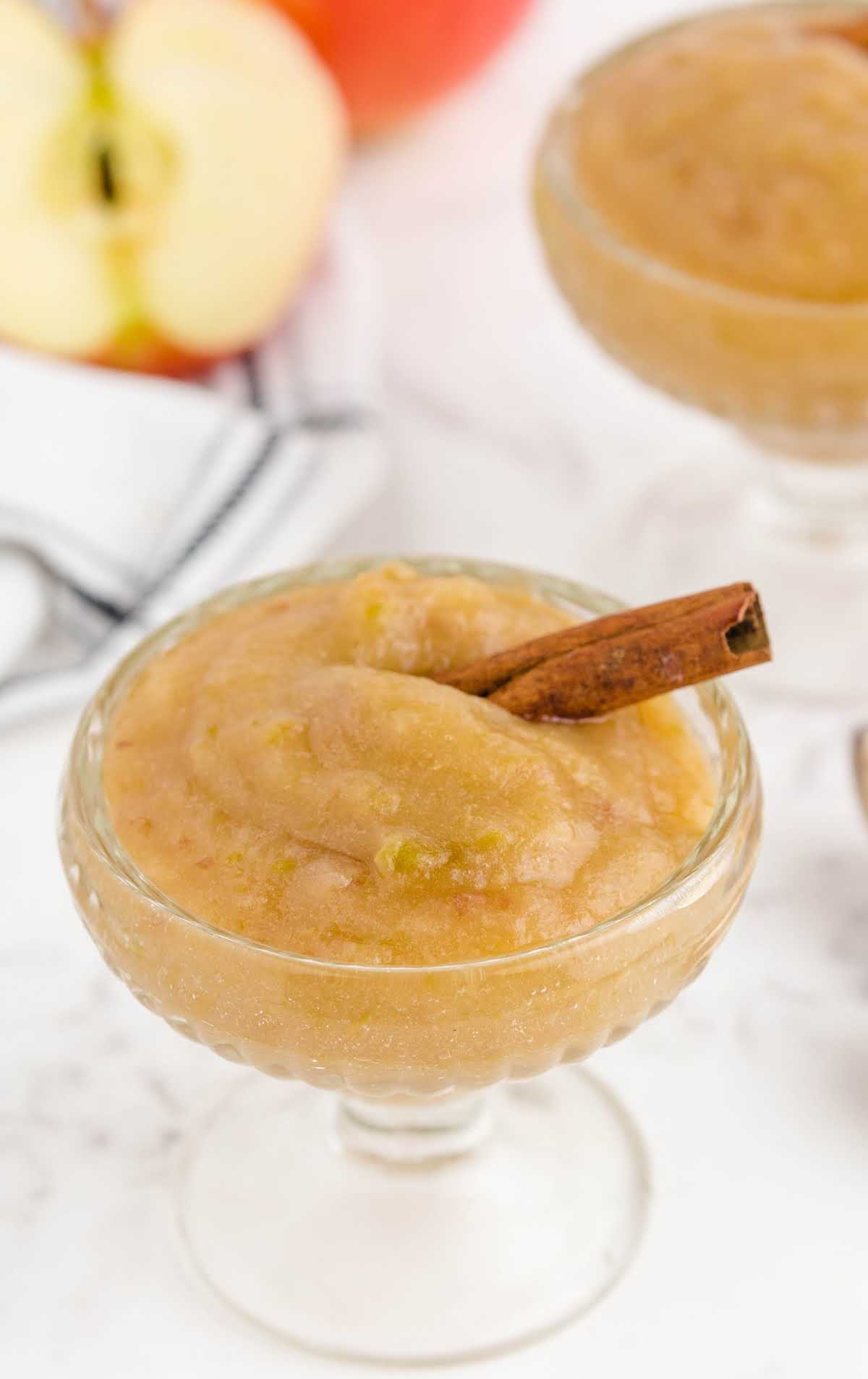 A cup of coffee on a table, with Blog and Crockpot applesauce