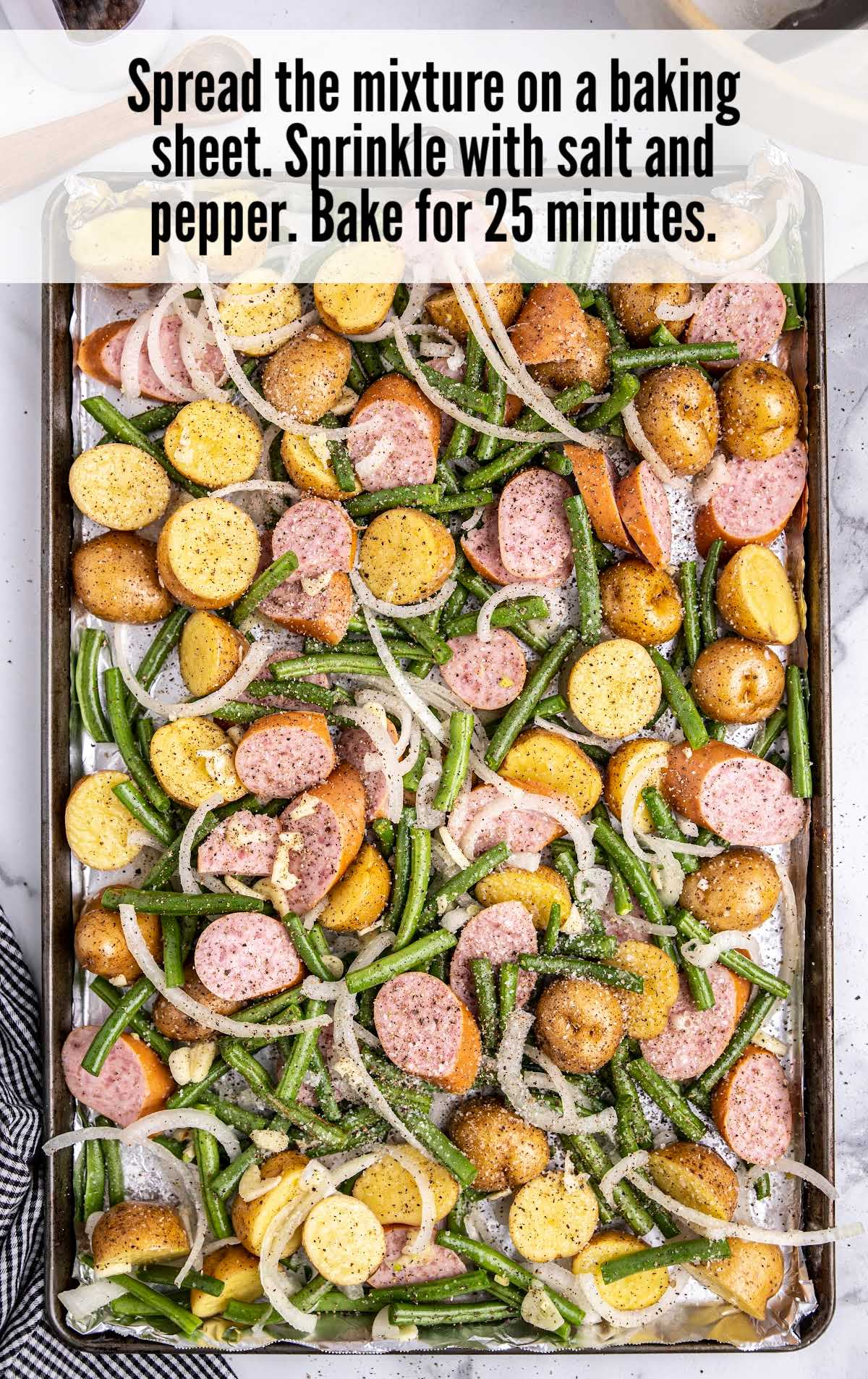 A tray of food, with Sausage and Casserole