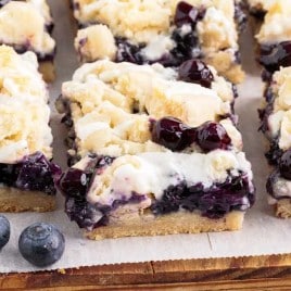A close up of food, with Blueberry and Pie