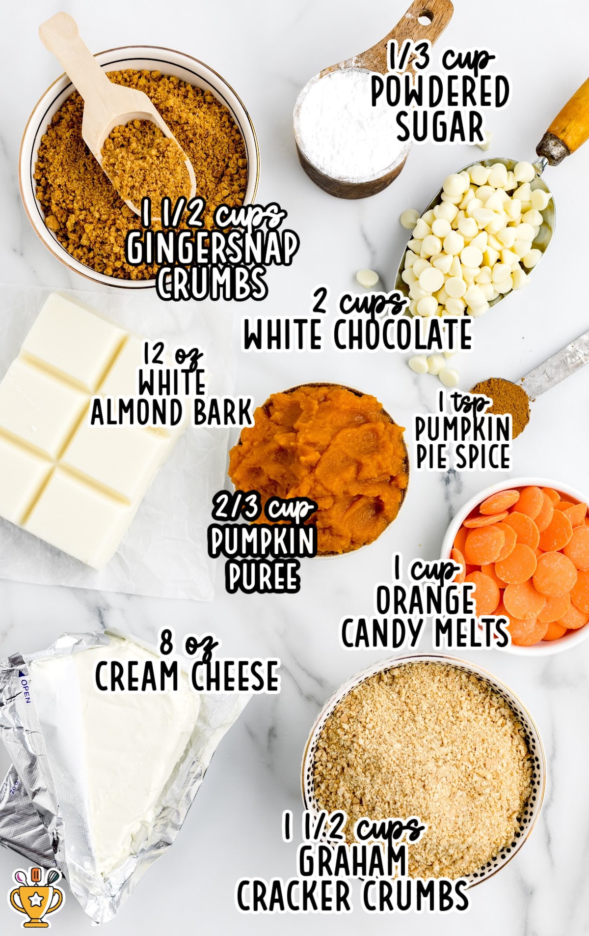 Raw ingredients to make No Bake Pumpkin Cheesecake Balls.