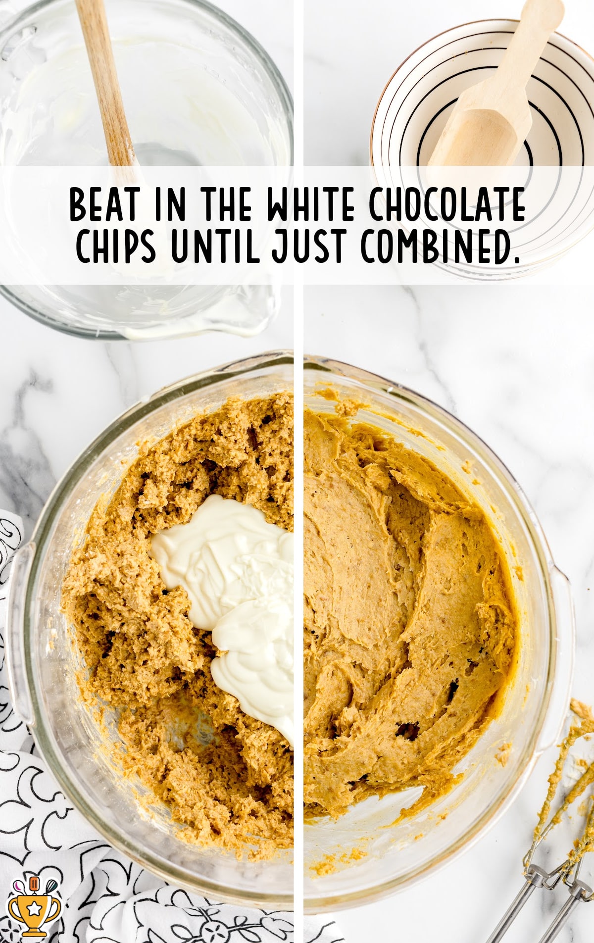 The mixture is beat together.
