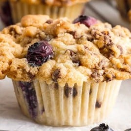 A close up of food, with Blueberry and Muffin