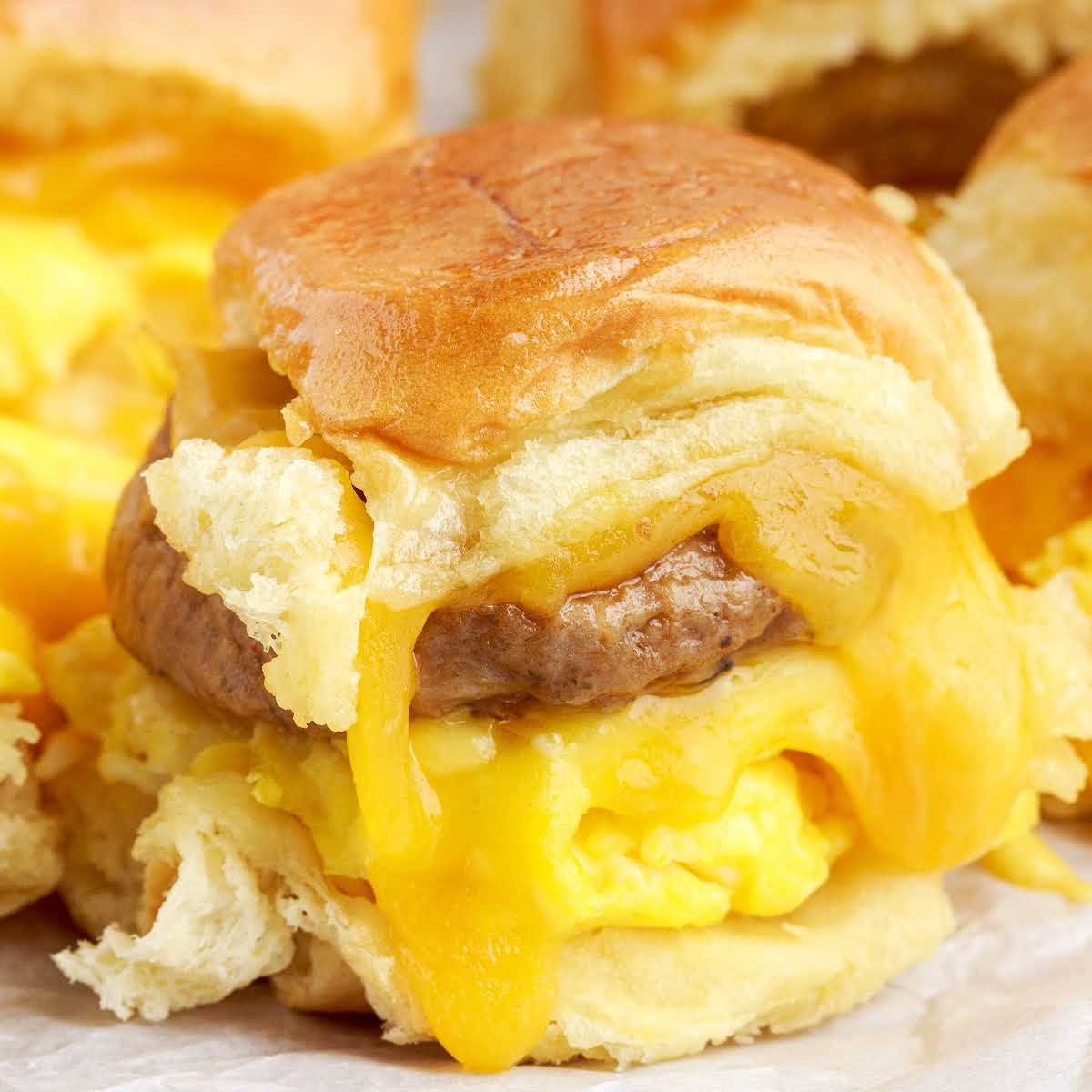 Sausage Egg and Cheese Breakfast Sliders - TSRI