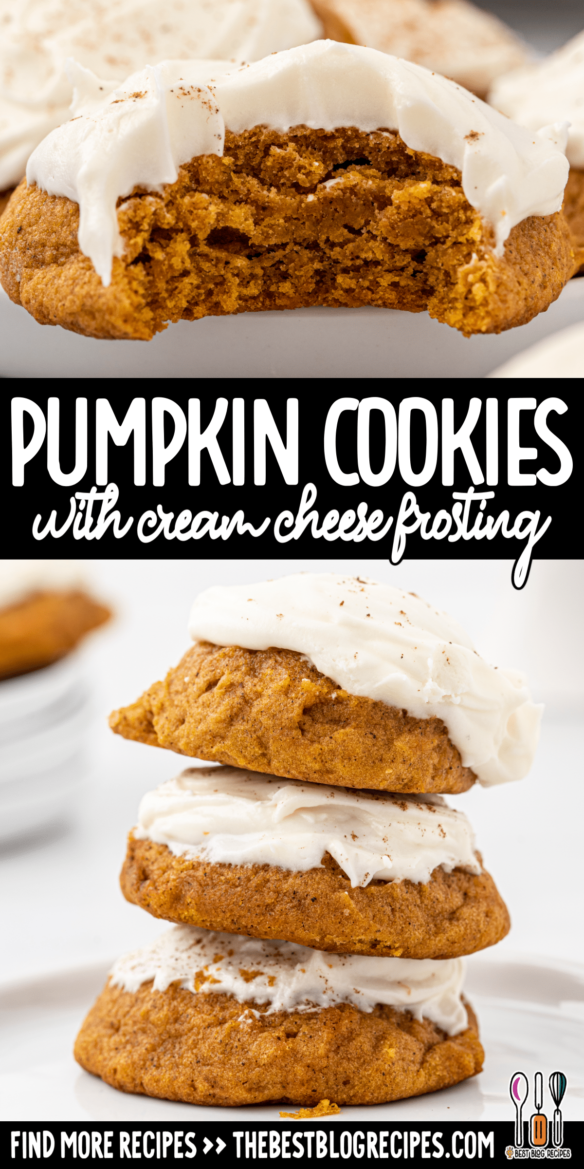 Pumpkin Cookies with Cream Cheese Frosting | The Best Blog Recipes
