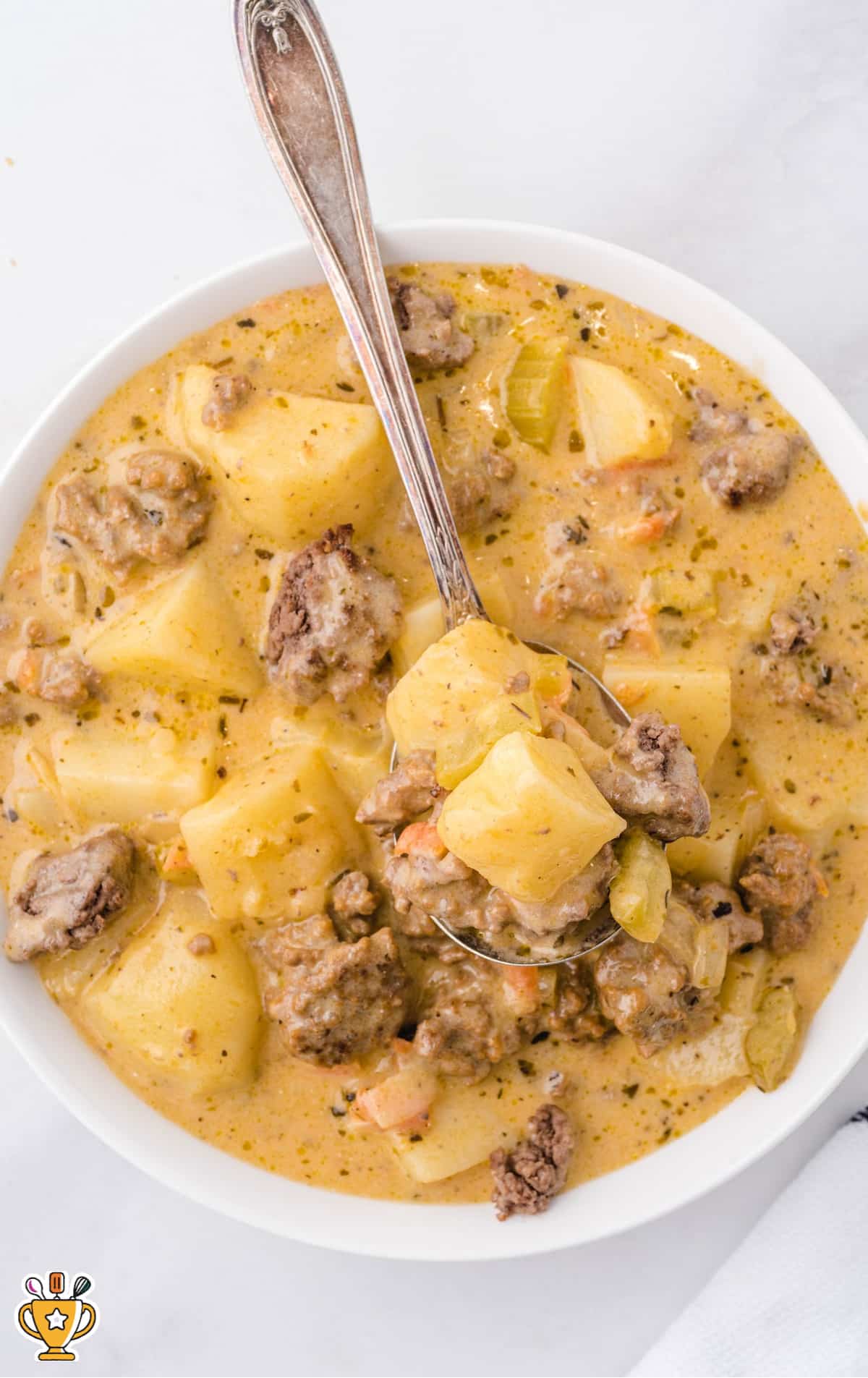 Cheeseburger Soup in a bowl