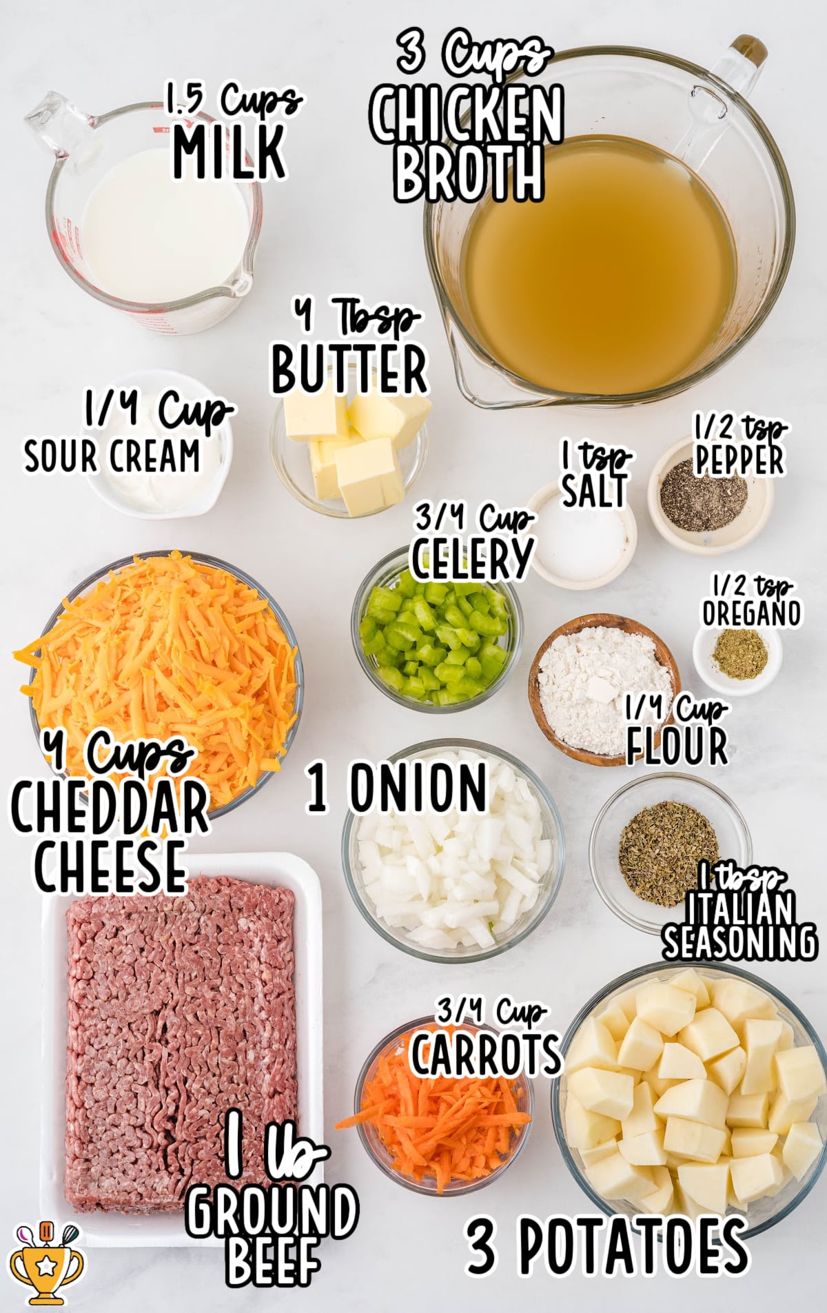 ingredients for making Cheeseburger Soup