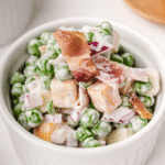 small bowl of ready to serve green peas salad