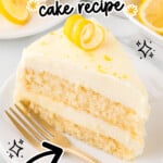 bright and fun lemon layered velvet cake on a plate already served