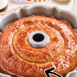 glazed crack cake in a bundt cake pan
