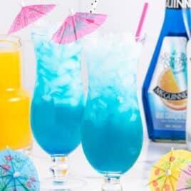 a close up shot of Blue Ocean Drink in a tall glass"