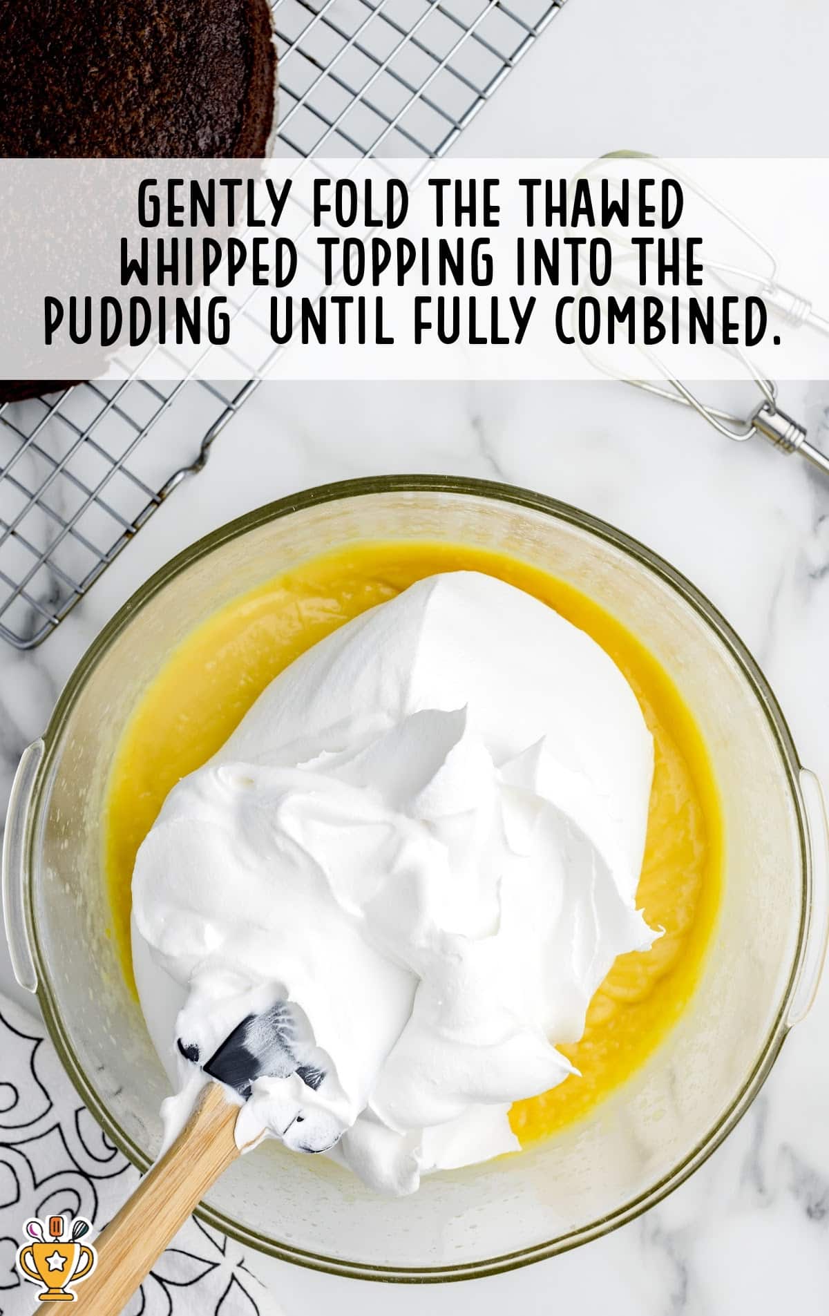 whipped topping folded with the pudding