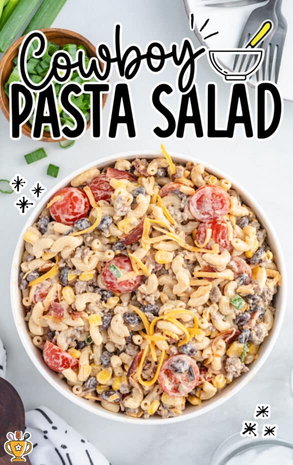 Cowboy Pasta Salad in a bowl