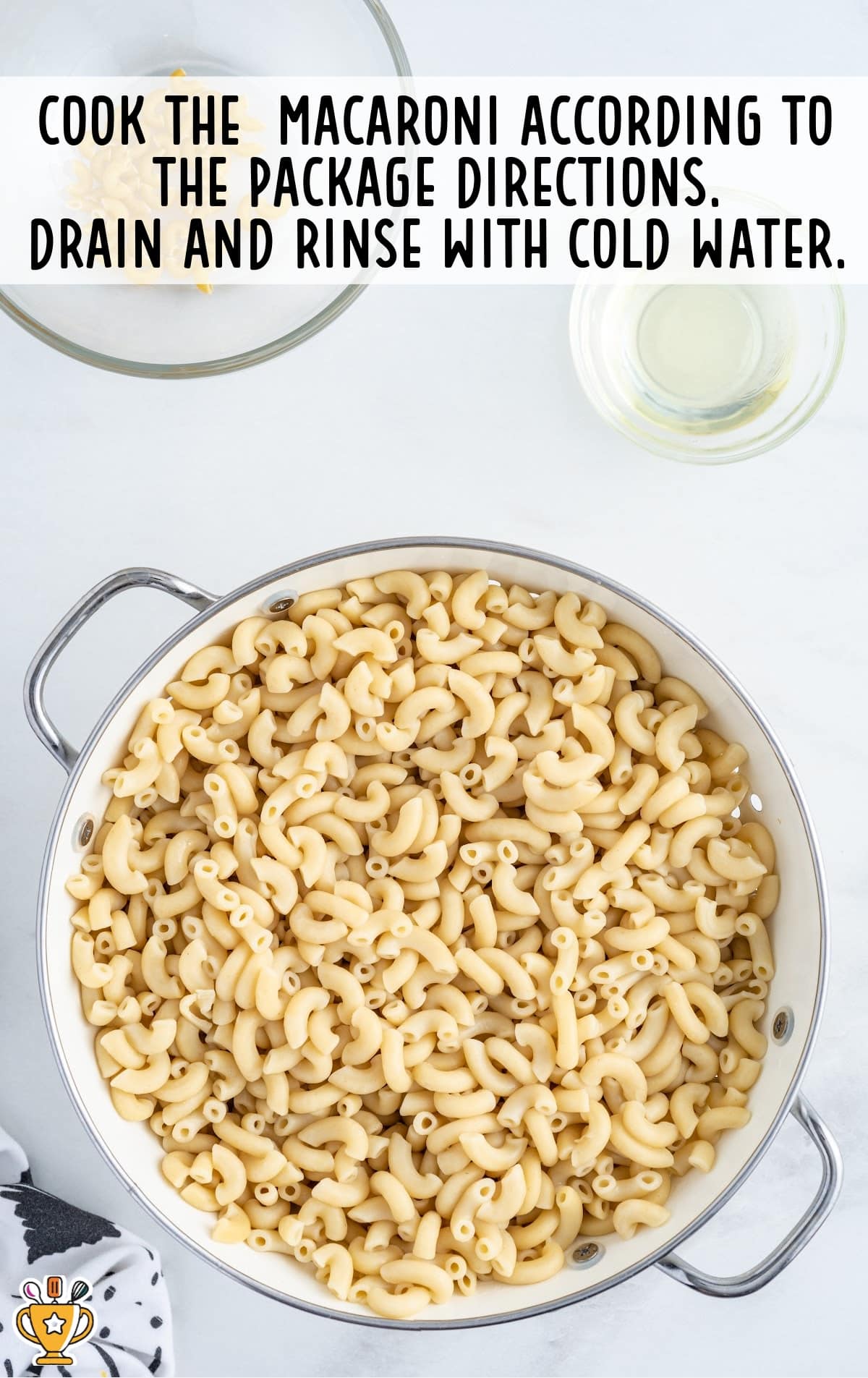 water drained out of the macaroni in a strainer