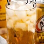 a glass of Fireball and Cream Soda with ice
