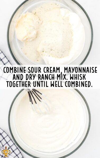 sour cream, mayonnaise and dry ingredients whisked together in a bowl