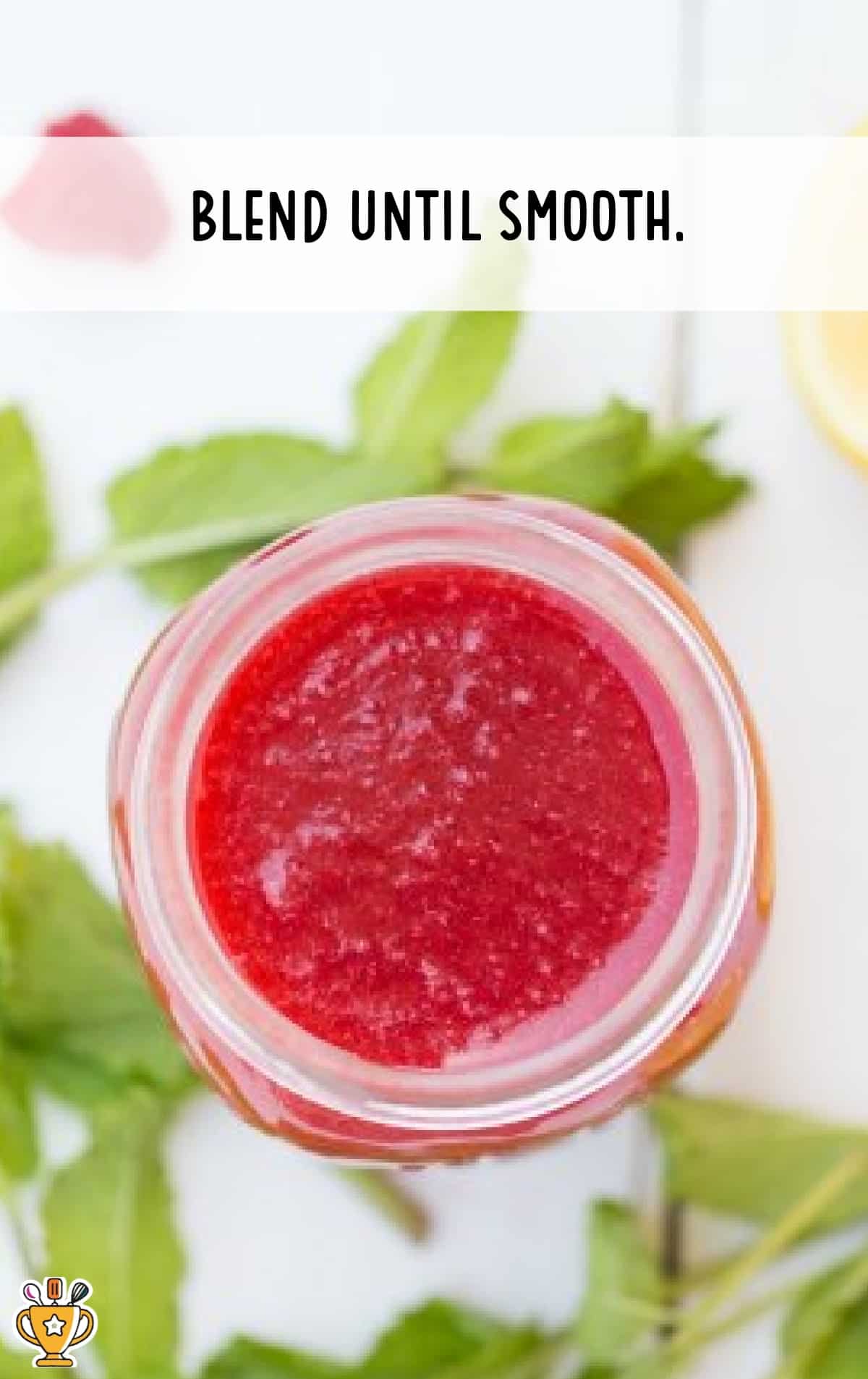 raspberry mixture blended and placed in a jar