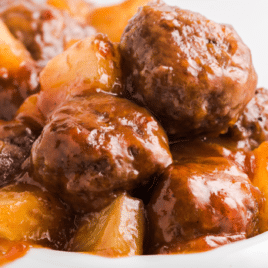 a bowl of Sweet and Sour Meatballs
