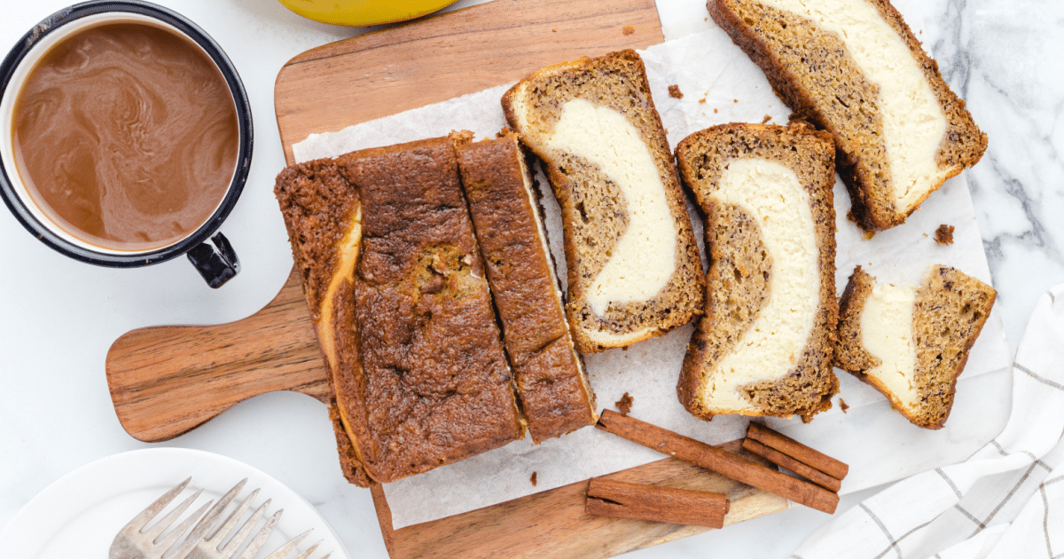 slices of cream cheese banana bread