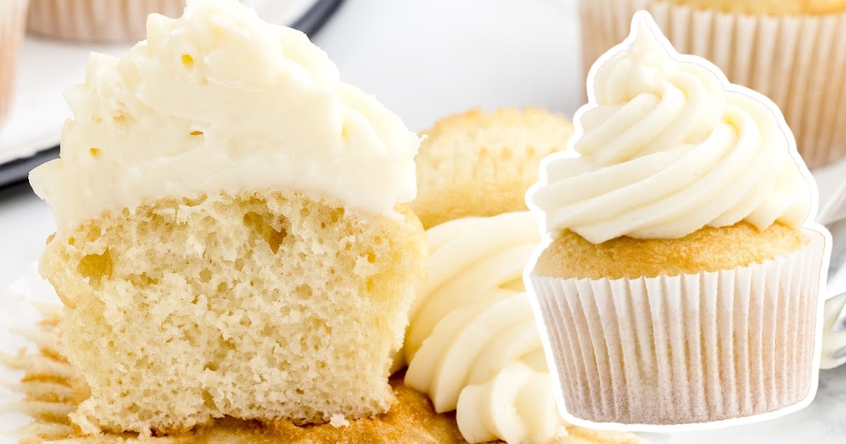 a close up of Cream Cheese Frosting on a cupcake