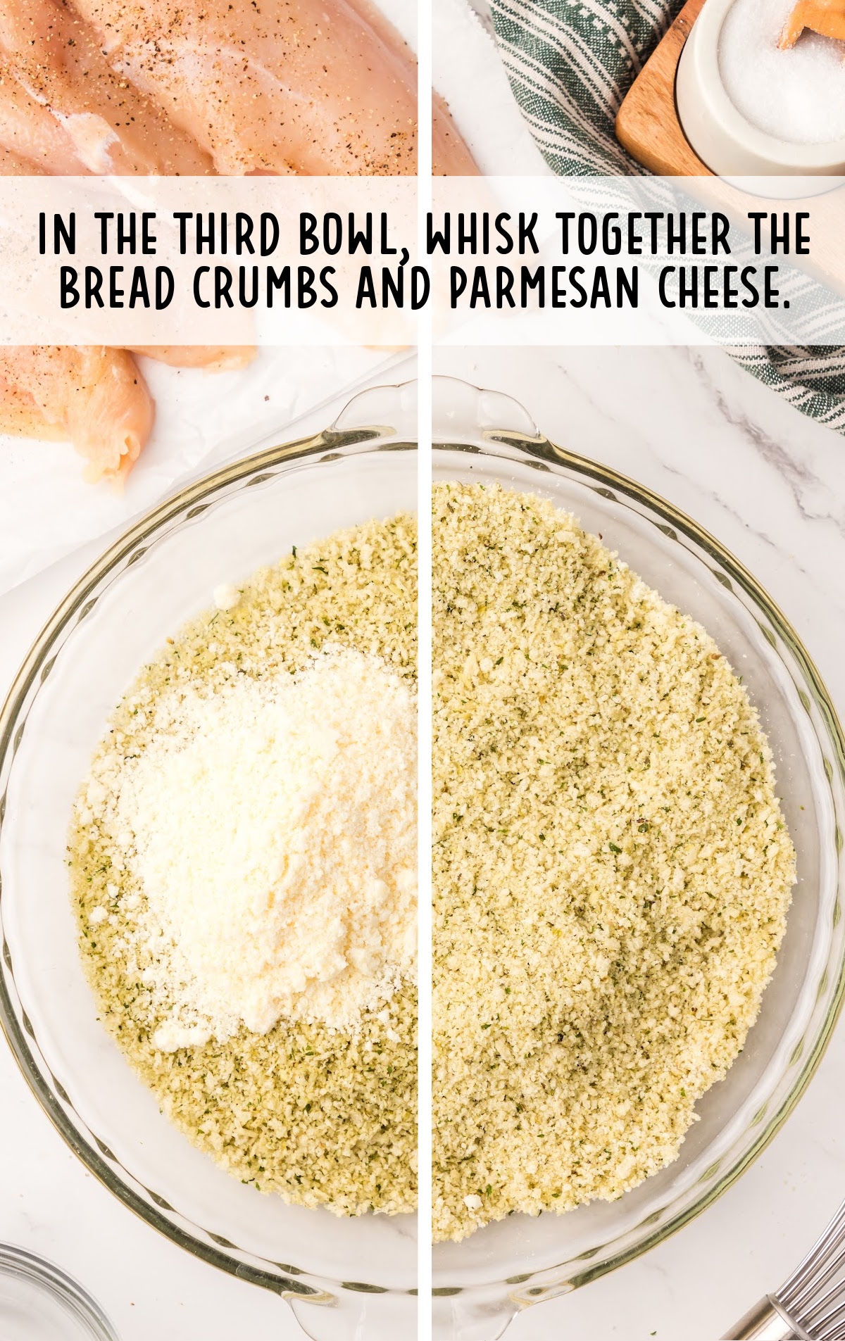 breadcrumbs and parmesan cheese combined in a bowl