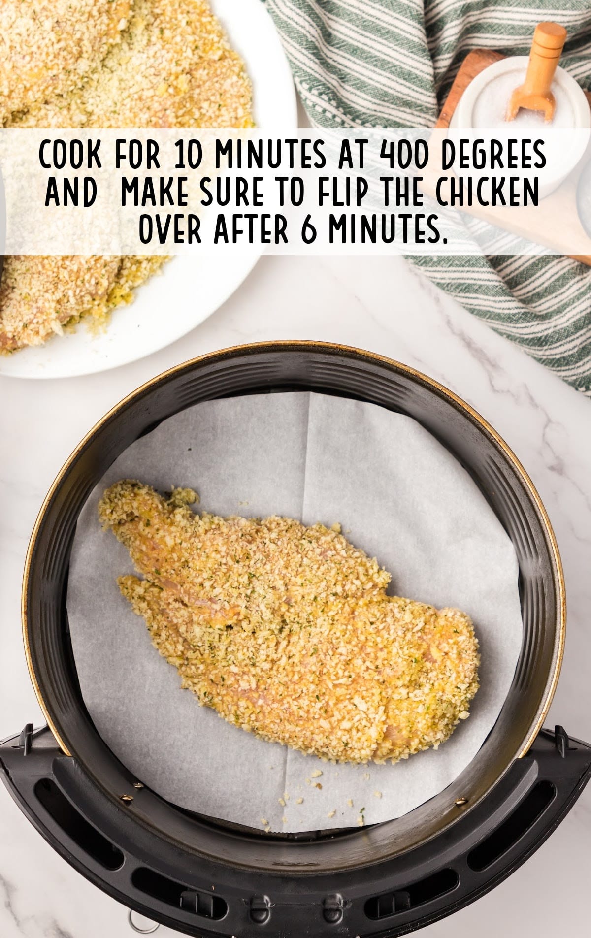 chicken cooked for 6 minutes in an air fryer