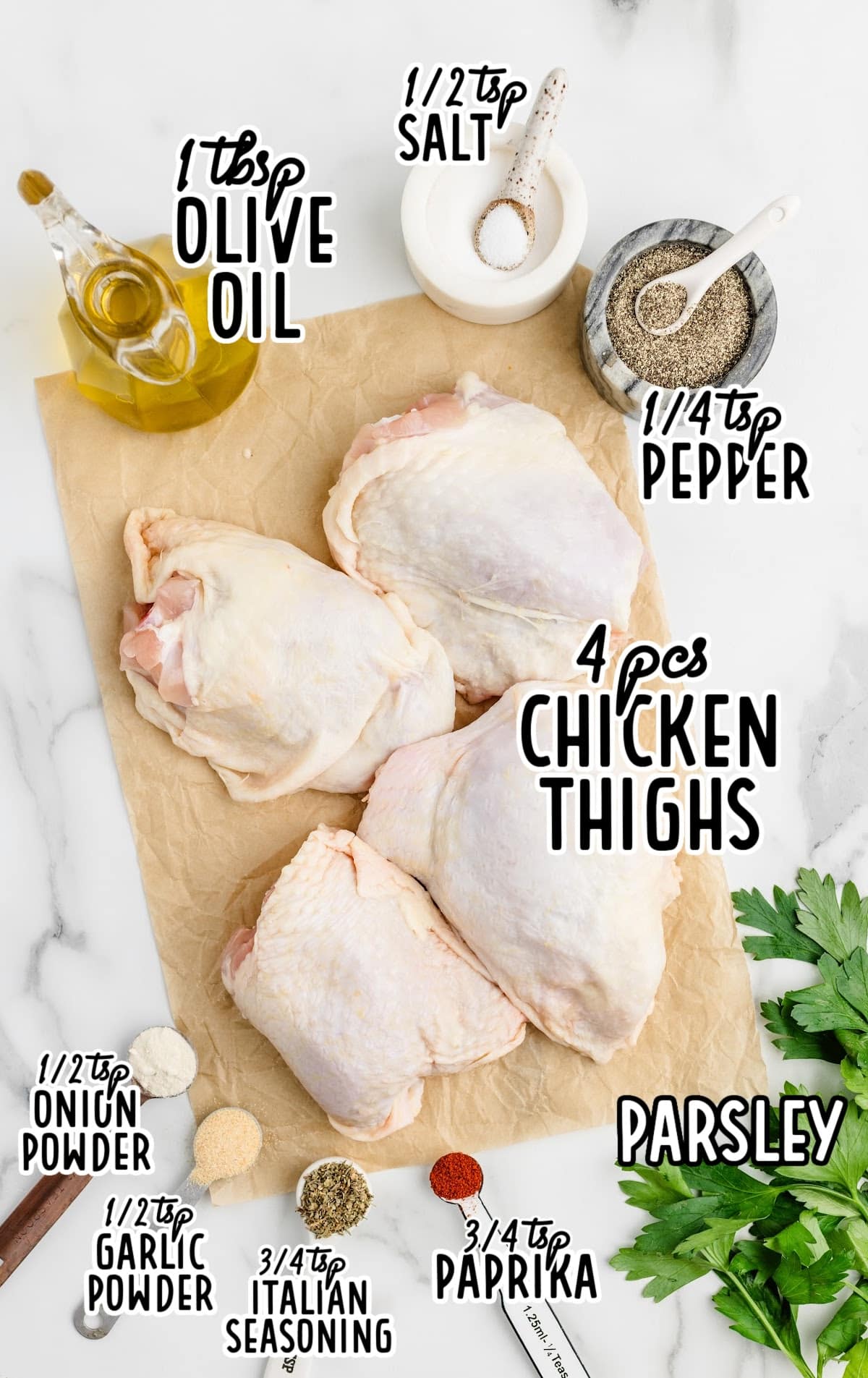 Air Fryer Chicken Thighs raw ingredients that are labeled