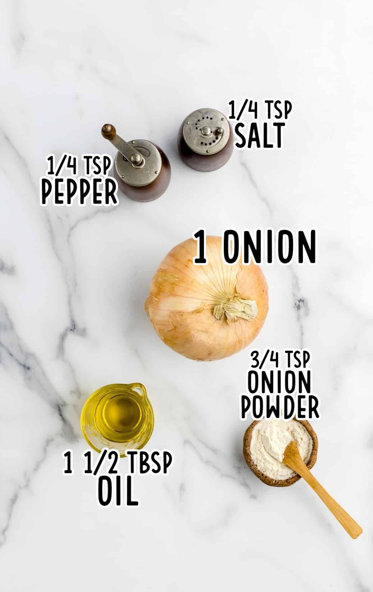 Air Fryer Onions raw ingredients that are labeled