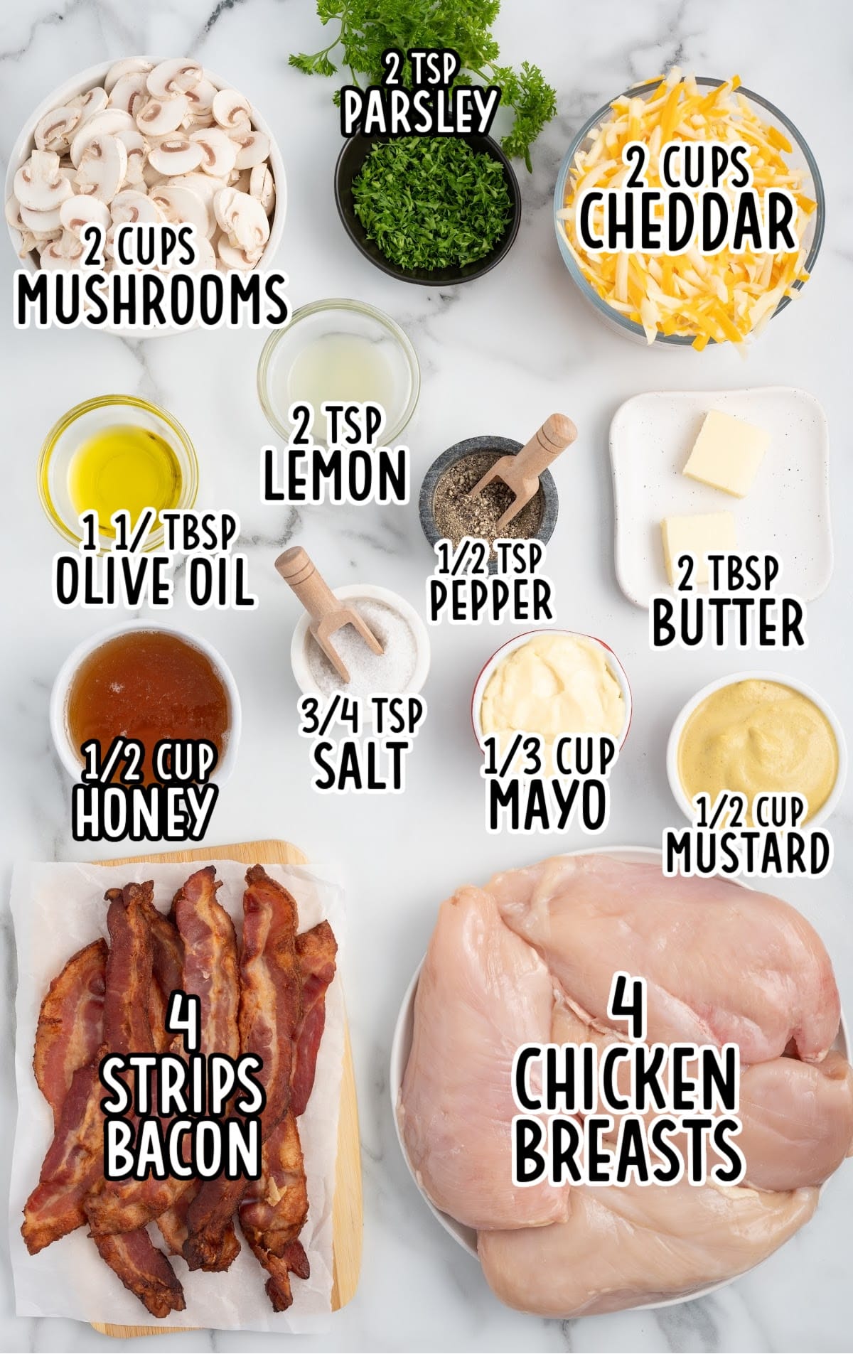 Alice Springs Chicken raw ingredients that are labeled