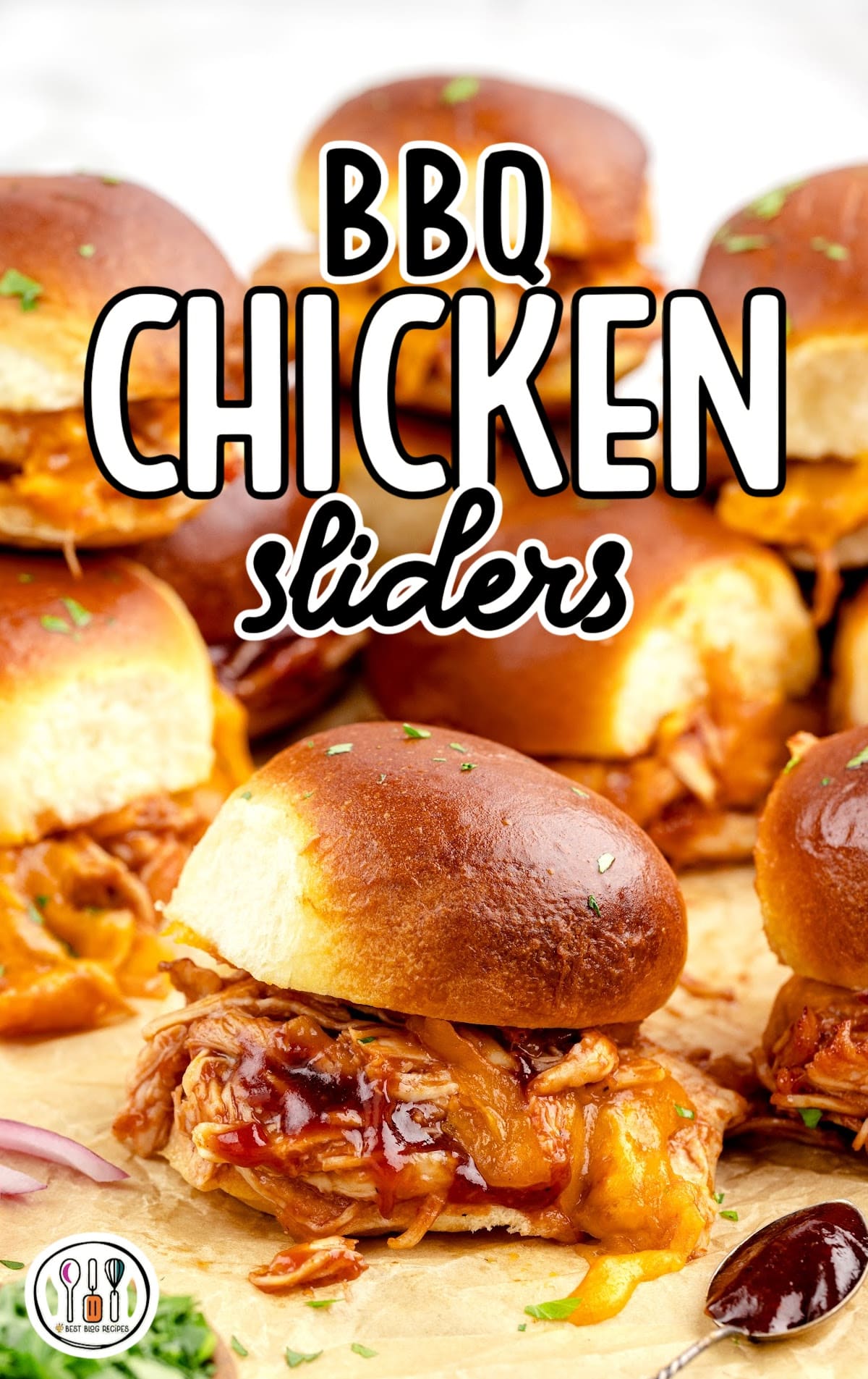 close up shot of BBQ Chicken Sliders