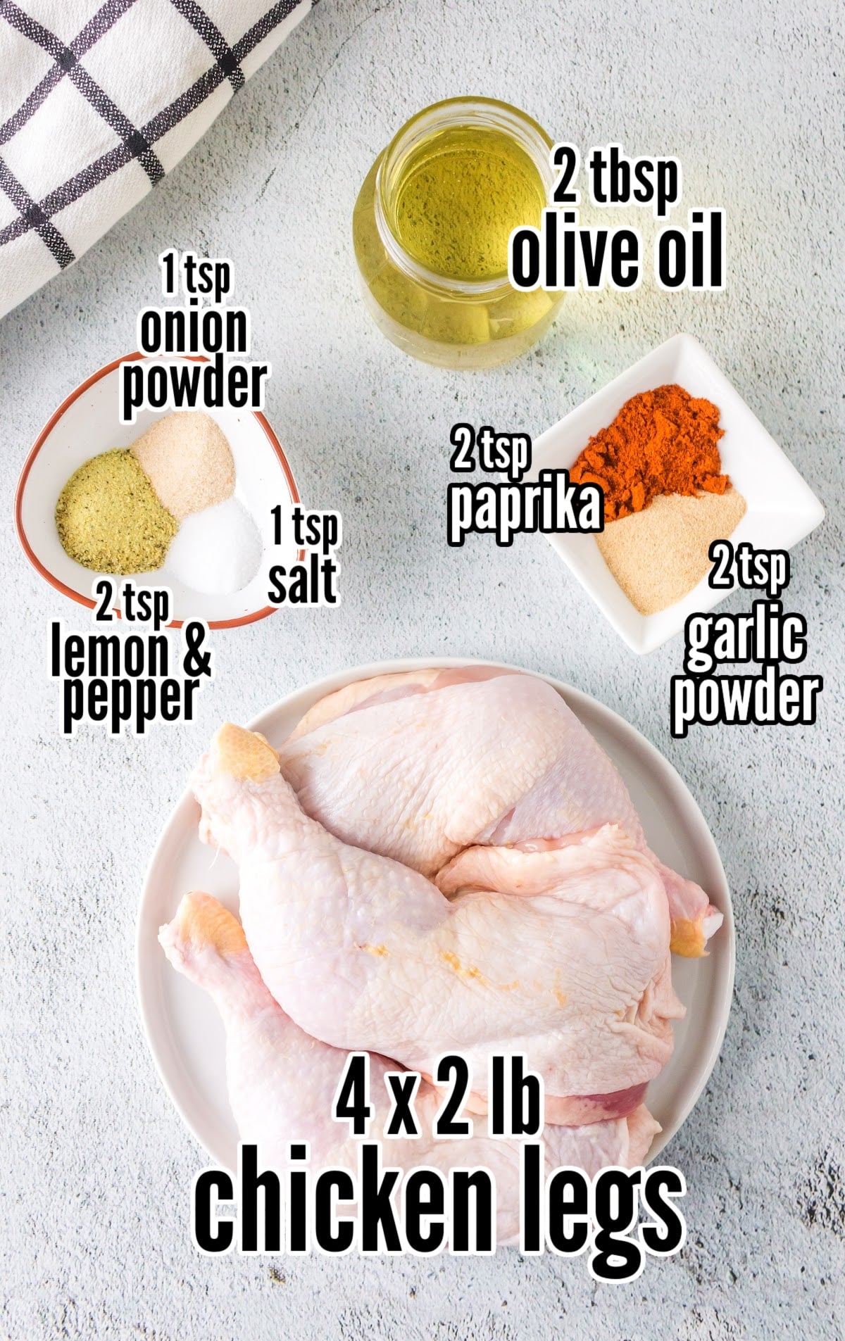 Baked Chicken Legs raw ingredients that are labeled