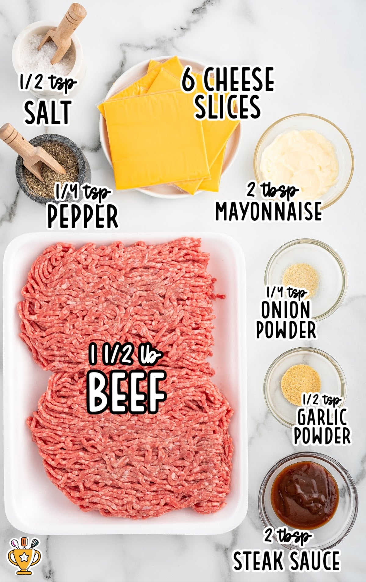 Baked Hamburgers raw ingredients that are labeled