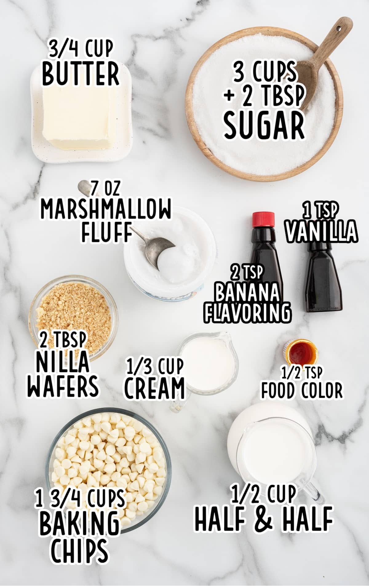 Banana Fudge raw ingredients that are labeled