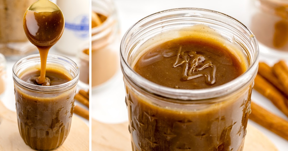 overhead shot of Brown Sugar Sauce with a spoon