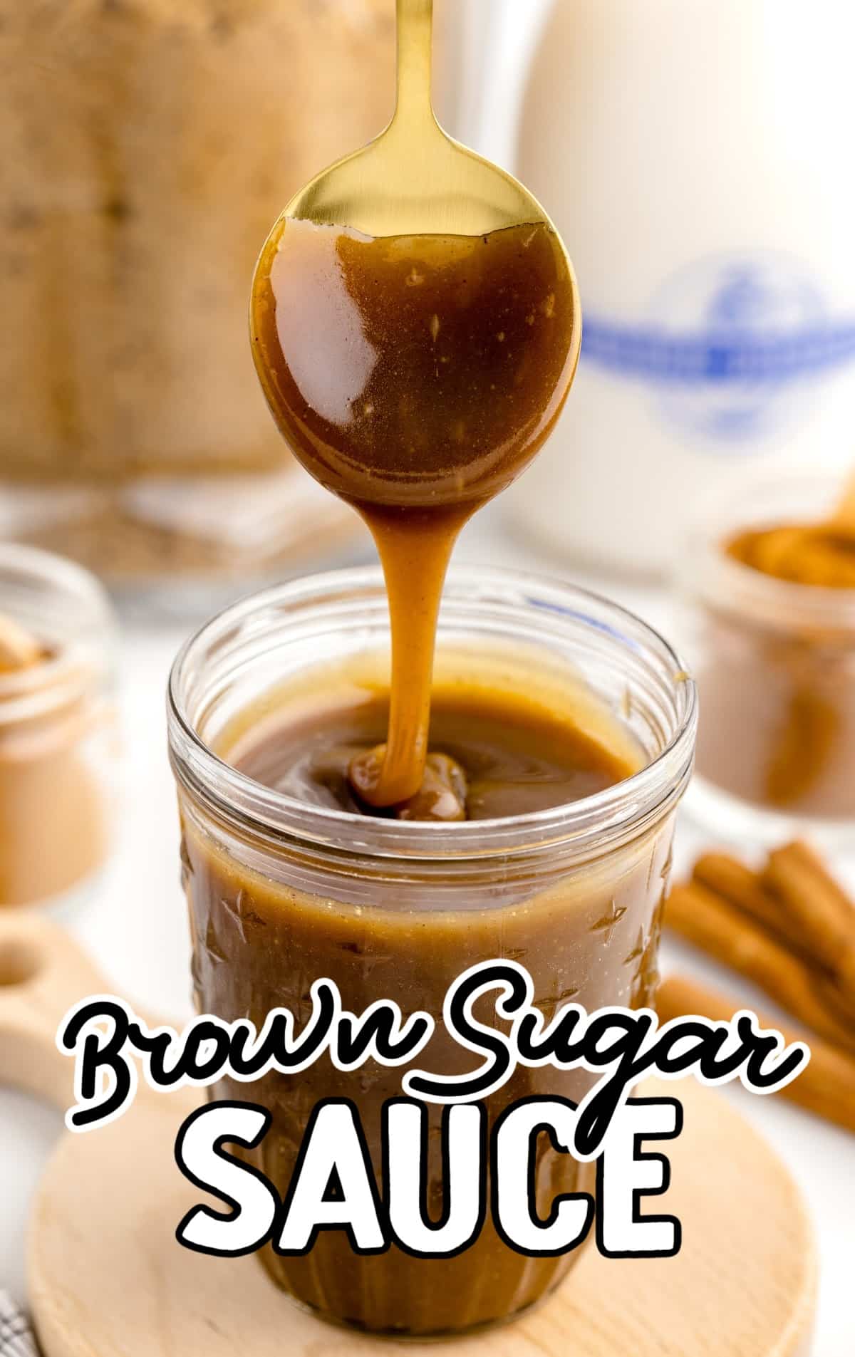 overhead shot of Brown Sugar Sauce with a spoon