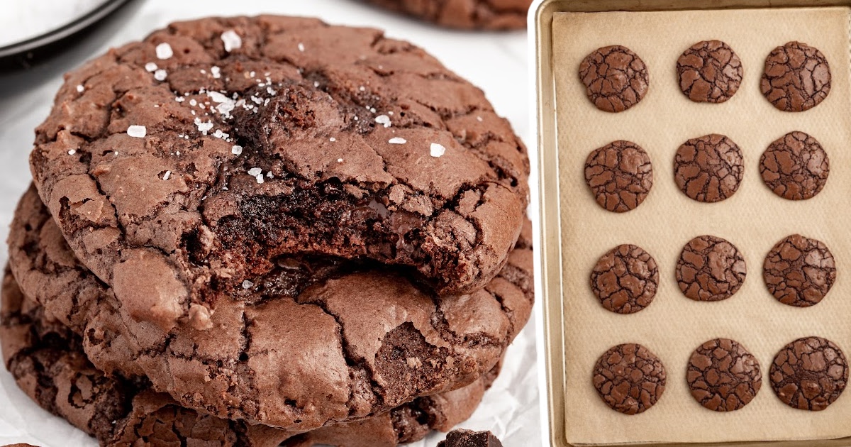 overhead shot of Brownie Cookies on a parchment sheet