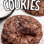 close upshot of Brownie Cookies with one having a bite taken out of it