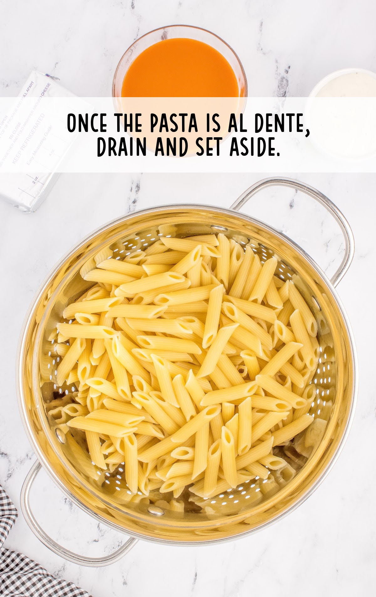 pasta cooked and drained