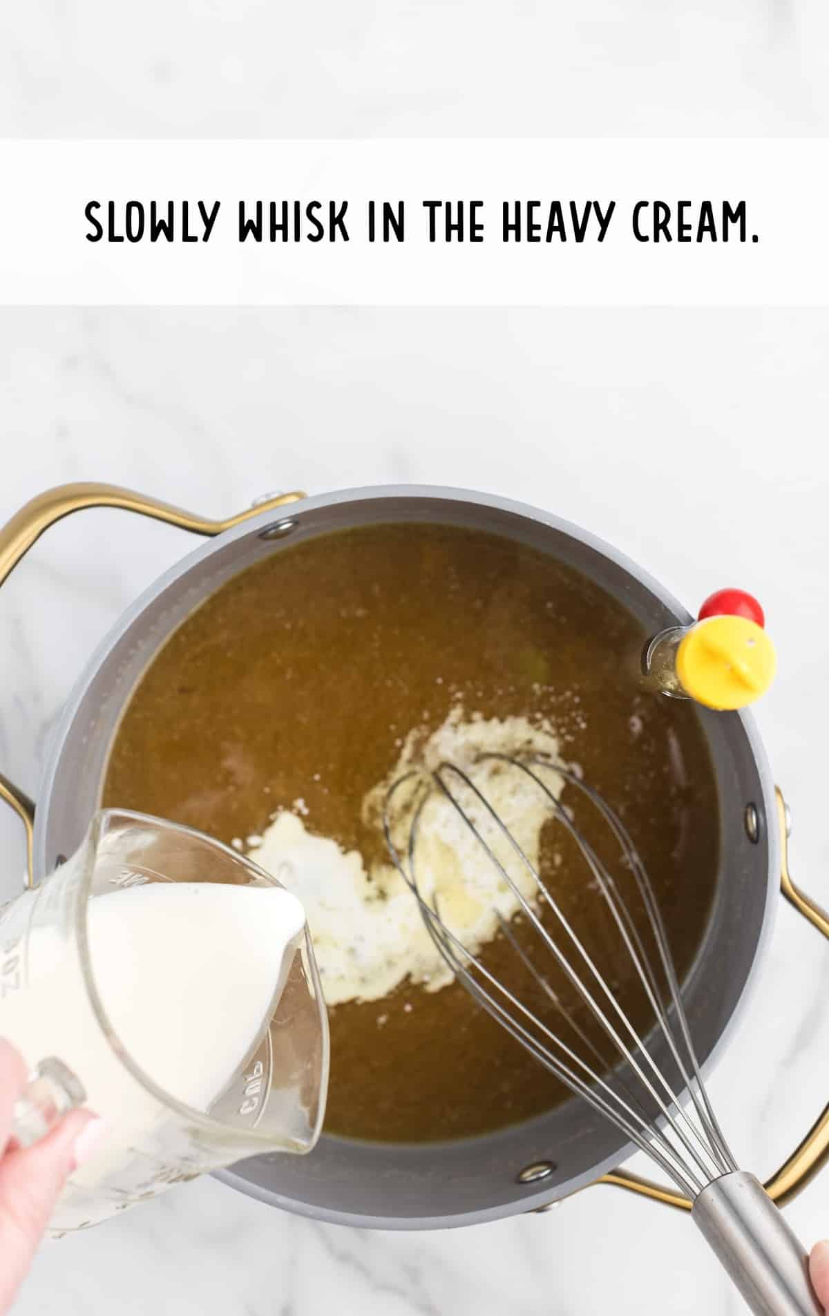 heavy cream whisked with the butter mixture