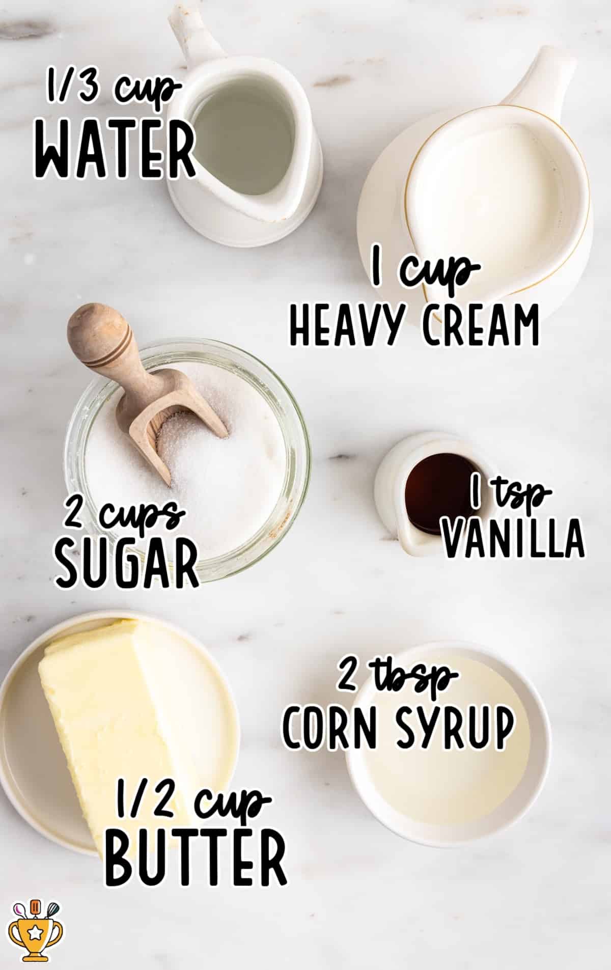 Caramel Sauce raw ingredients that are labeled