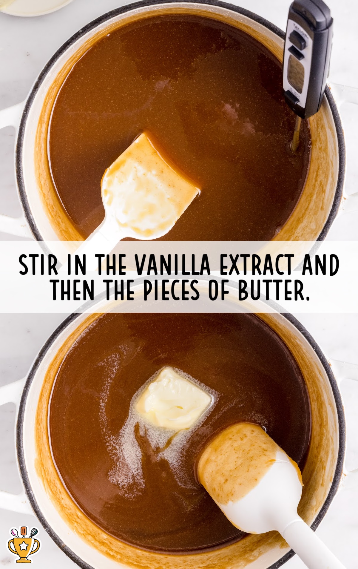 vanilla extract and butter stirred